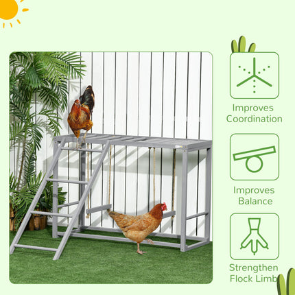 Chicken Activity Play Swing Set for 3-4 Birds Wooden Coop - Grey