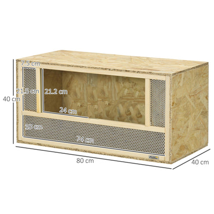 Reptile Terrarium Vivarium with Sliding Doors and Breathable Mesh for Climbing Pets - Natural Wood