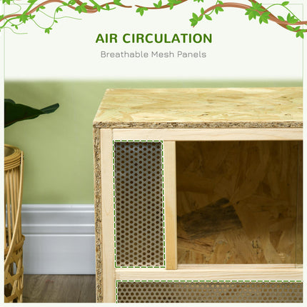 Reptile Terrarium Vivarium with Sliding Doors and Breathable Mesh for Climbing Pets - Natural Wood