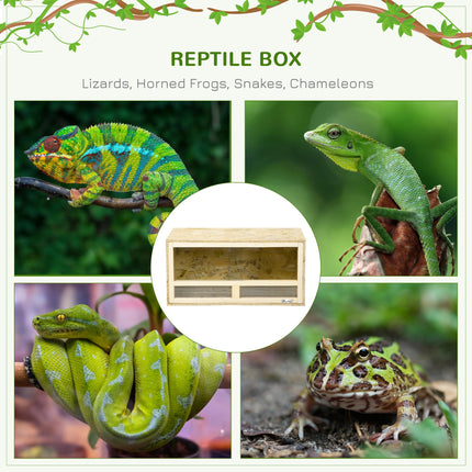 Reptile Terrarium Vivarium with Sliding Doors and Breathable Mesh for Lizards - Natural Wood Finish