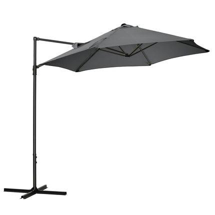 2.5m Offset Cantilever Parasol Set with Cross Base - Dark Grey