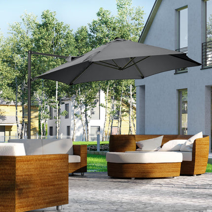 2.5m Offset Cantilever Parasol Set with Cross Base - Dark Grey