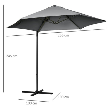 2.5m Offset Cantilever Parasol Set with Cross Base - Dark Grey