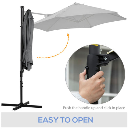 2.5m Offset Cantilever Parasol Set with Cross Base - Dark Grey