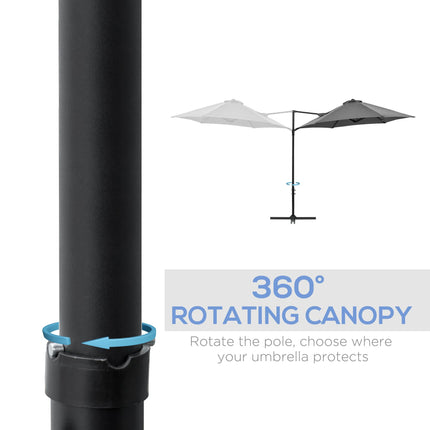 2.5m Offset Cantilever Parasol Set with Cross Base - Dark Grey