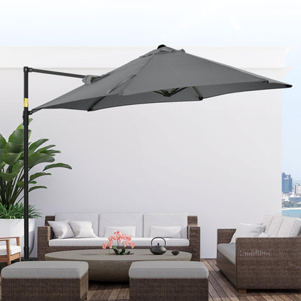 2.5m Offset Cantilever Parasol Set with Cross Base - Dark Grey