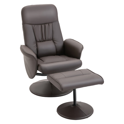 Executive Recliner Armchair with Footstool High Back Lounge Chair - Brown