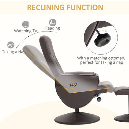 Executive Recliner Armchair with Footstool High Back Lounge Chair - Brown