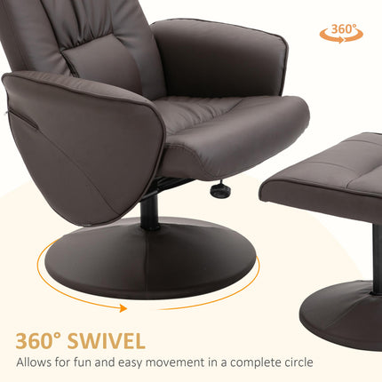 Executive Recliner Armchair with Footstool High Back Lounge Chair - Brown