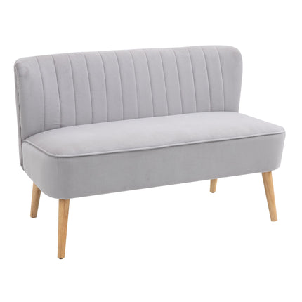 Modern Velvet Double Seat Sofa with Wood Frame and Foam Padding - Grey
