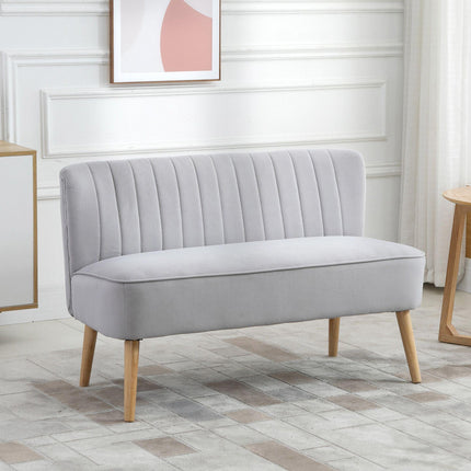 Modern Velvet Double Seat Sofa with Wood Frame and Foam Padding - Grey