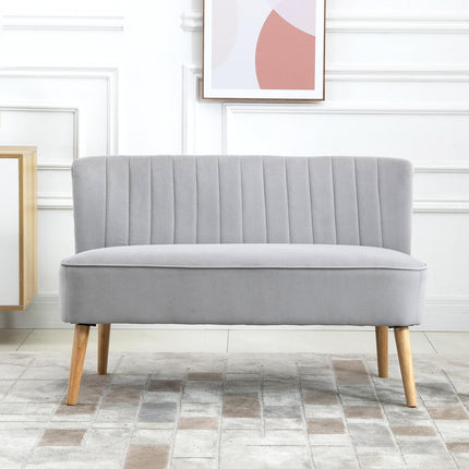 Modern Velvet Double Seat Sofa with Wood Frame and Foam Padding - Grey