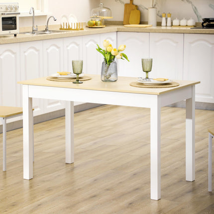 Modern Dining Table for 4-6 with Oak Wood Grain Effect Top and Thick Legs - Oak Wood Grain