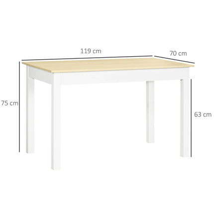Modern Dining Table for 4-6 with Oak Wood Grain Effect Top and Thick Legs - Oak Wood Grain