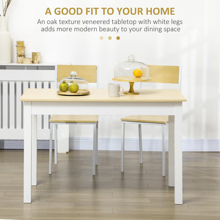 Modern Dining Table for 4-6 with Oak Wood Grain Effect Top and Thick Legs - Oak Wood Grain