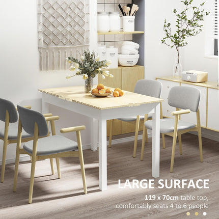 Modern Dining Table for 4-6 with Oak Wood Grain Effect Top and Thick Legs - Oak Wood Grain