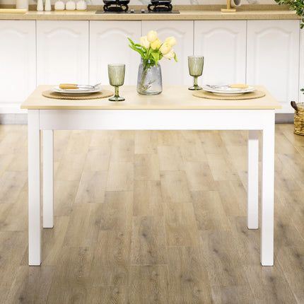 Modern Dining Table for 4-6 with Oak Wood Grain Effect Top and Thick Legs - Oak Wood Grain