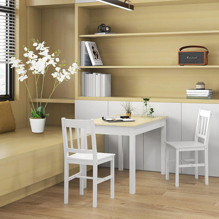 Modern Dining Table for 4-6 with Oak Wood Grain Effect Top and Thick Legs - Oak Wood Grain