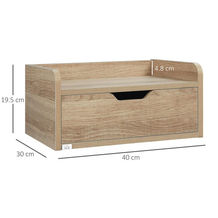 Set of 2 Modern Floating Bedside Cabinets with Drawer - Wood Effect