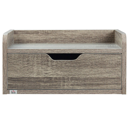 Floating Nightstand Set of 2 Wall Mounted Bedside Tables with Storage Drawer - Grey