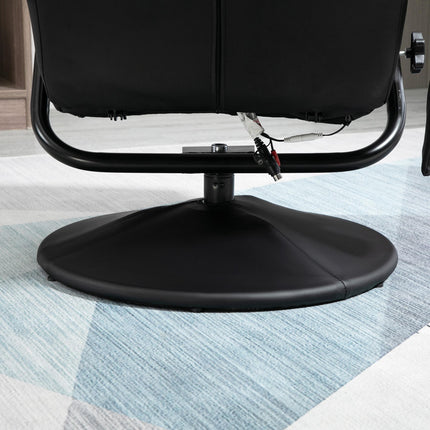 Manual PU Leather Massage Recliner Armchair with Ottoman - Black