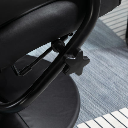 Manual PU Leather Massage Recliner Armchair with Ottoman - Black