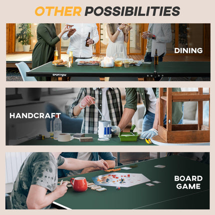 9FT Folding Outdoor Table Tennis Table with 8 Wheels for Indoor & Outdoor Use - Green