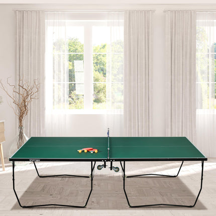 9FT Folding Outdoor Table Tennis Table with 8 Wheels for Indoor & Outdoor Use - Green