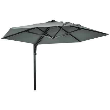 Wall Mounted Outdoor Parasol with 180° Rotatable Canopy - Grey