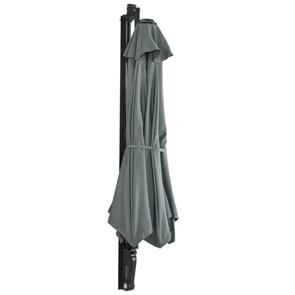 Wall Mounted Outdoor Parasol with 180° Rotatable Canopy - Grey