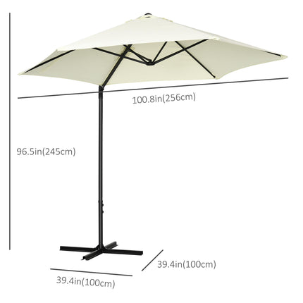 2.5m Garden Cantilever Parasol Set with Cross Base - Beige