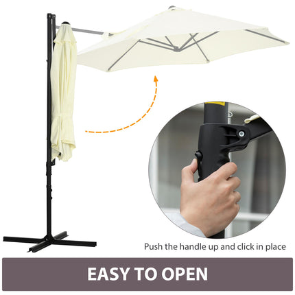 2.5m Garden Cantilever Parasol Set with Cross Base - Beige