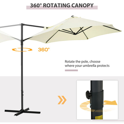 2.5m Garden Cantilever Parasol Set with Cross Base - Beige