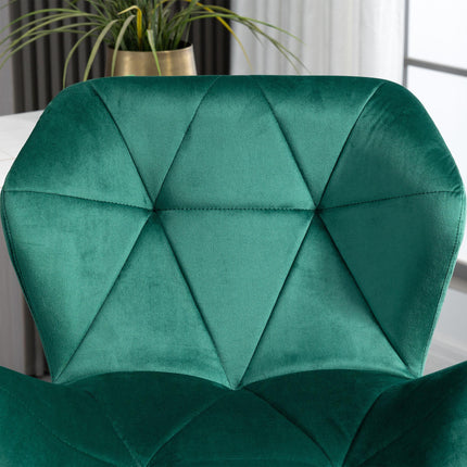 Set of 2 Adjustable Height Velvet Bar Stools with Winged Seat - Green