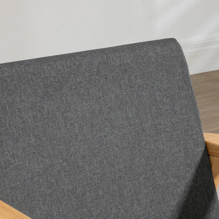 Retro Fabric Accent Chair with Padded Cushion and Rubber Wood Frame - Dark Grey