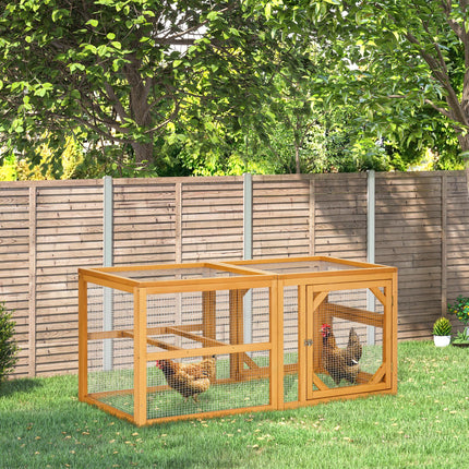 Wooden Chicken Coop for 2-4 Chickens with Perches and Doors, Combinable Design - Natural Wood Colour