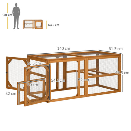 Wooden Chicken Coop for 2-4 Chickens with Perches and Doors, Combinable Design - Natural Wood Colour