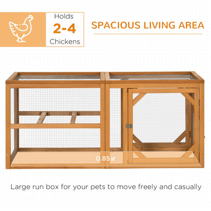 Wooden Chicken Coop for 2-4 Chickens with Perches and Doors, Combinable Design - Natural Wood Colour
