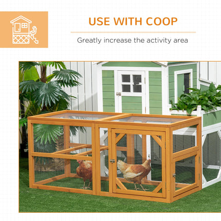 Wooden Chicken Coop for 2-4 Chickens with Perches and Doors, Combinable Design - Natural Wood Colour
