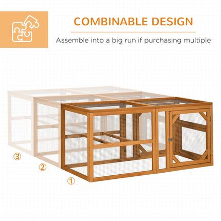 Wooden Chicken Coop for 2-4 Chickens with Perches and Doors, Combinable Design - Natural Wood Colour