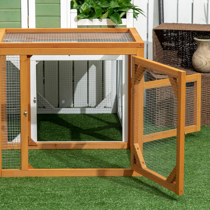 Wooden Chicken Coop for 2-4 Chickens with Perches and Doors, Combinable Design - Natural Wood Colour
