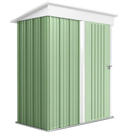 5x3x6 Metal Garden Lean-To Shed with Adjustable Shelves - Green