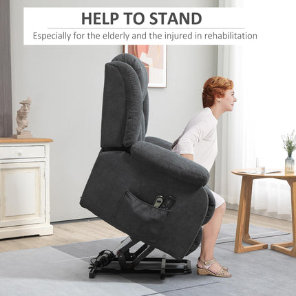 Oversized Power Lift Recliner Chair with Massage and Footrest - Dark Grey