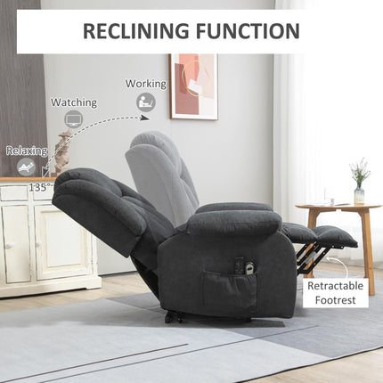 Oversized Power Lift Recliner Chair with Massage and Footrest - Dark Grey