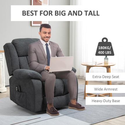 Oversized Power Lift Recliner Chair with Massage and Footrest - Dark Grey