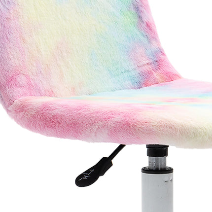 Fluffy Unicorn Mid-Back Office Chair with Swivel Wheels - Rainbow Multi-Colored