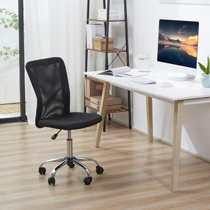 Ergonomic Home Office Mesh Task Chair Mid Back Armless Height Adjustable with Swivel Wheels - Black