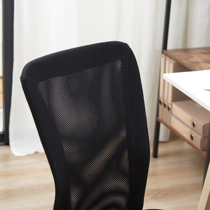 Ergonomic Home Office Mesh Task Chair Mid Back Armless Height Adjustable with Swivel Wheels - Black
