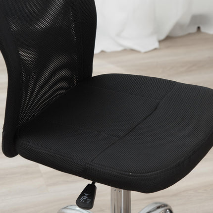 Ergonomic Home Office Mesh Task Chair Mid Back Armless Height Adjustable with Swivel Wheels - Black