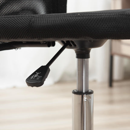 Ergonomic Home Office Mesh Task Chair Mid Back Armless Height Adjustable with Swivel Wheels - Black